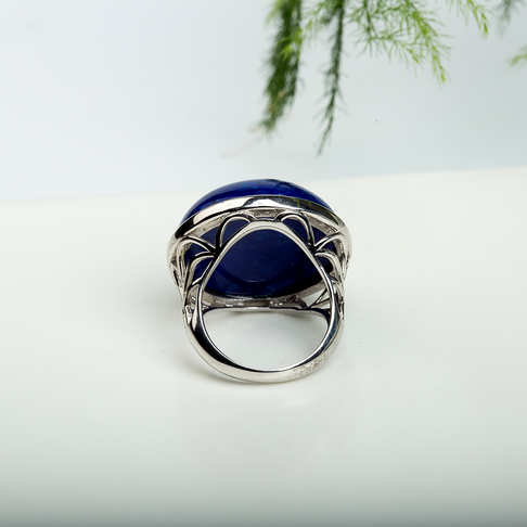 银镶蓝色青金石戒指--青金石-A03D817K20020